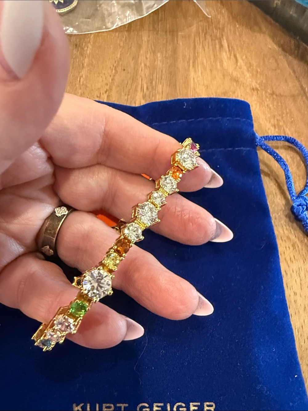 Kurt Geiger Gold Bracelet with Multi-Colored Crystals